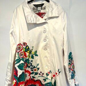 Desiguel White Floral Print Satin Jacket - image 1